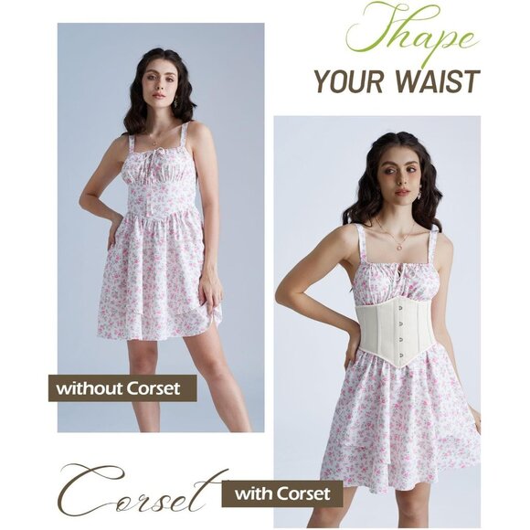 Women's White Suitable Casual Wear Fishbone Wide Waist Corset Pirate Belt - Picture 2 of 9